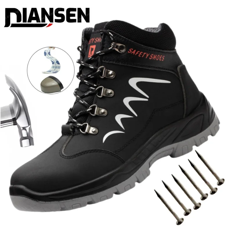 

Men's Safety Work Boots With Anti Slip Steel Toe, Indestructible Anti Slip Sports Shoes, Puncture Resistant Hiking Safety Shoes