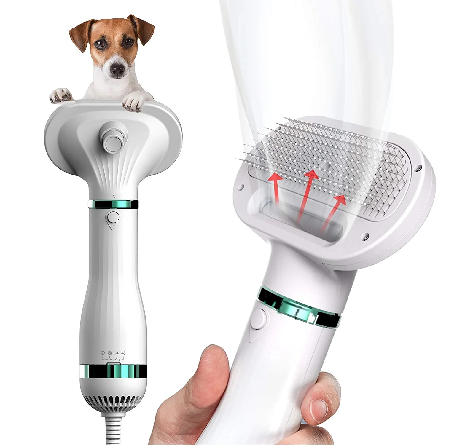

Professional 2-in-1 Pet Grooming Hair Dryer Blower 3 Heat Settings for Small & Medium Pets Made of Durable Plastic