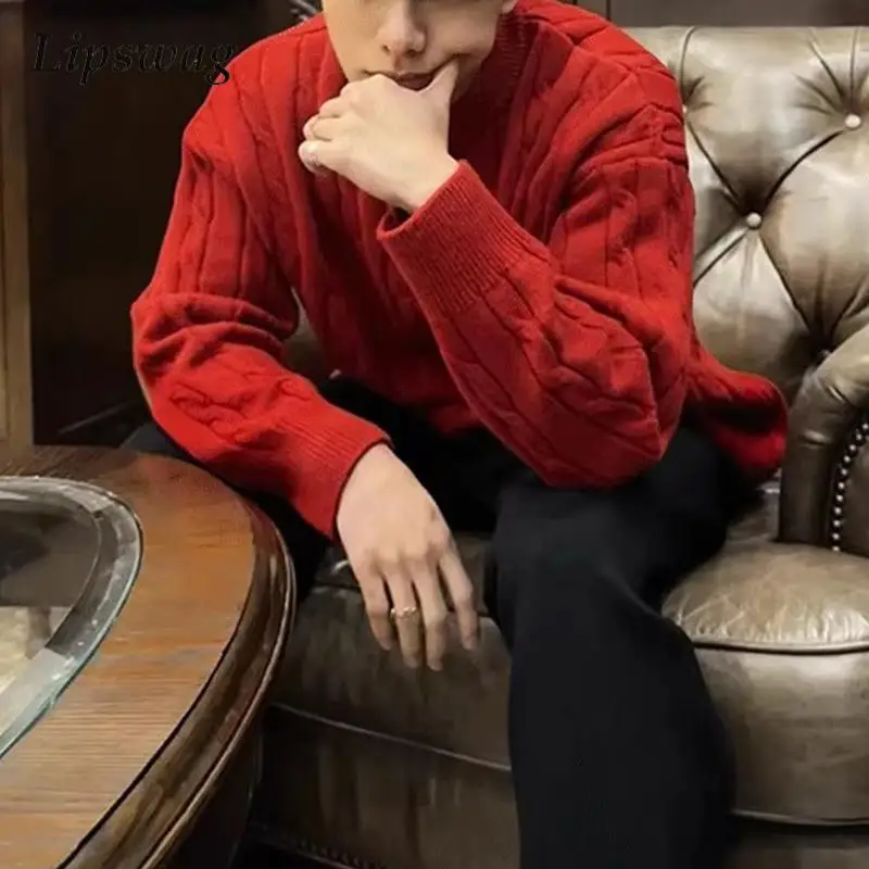 

Новый весенний мужской повседневный свитер с длинным рукавом, на пуговицах, с круглым вырезом, вязаный джемпер, мужской винтажный однотонный текстурированный вязаный пуловер