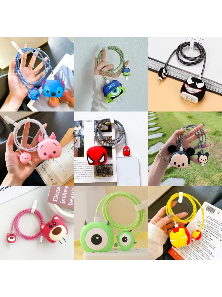 4 szt./zestaw Urocze 3D Ochraniacze na Kabel z Motywami z Bajek do iPhone / iPad, Osłonki na Ładowarkę 18W/20W, Organizery na Przewody do Telefonu iPhone 14 15 — zdjęcie 2