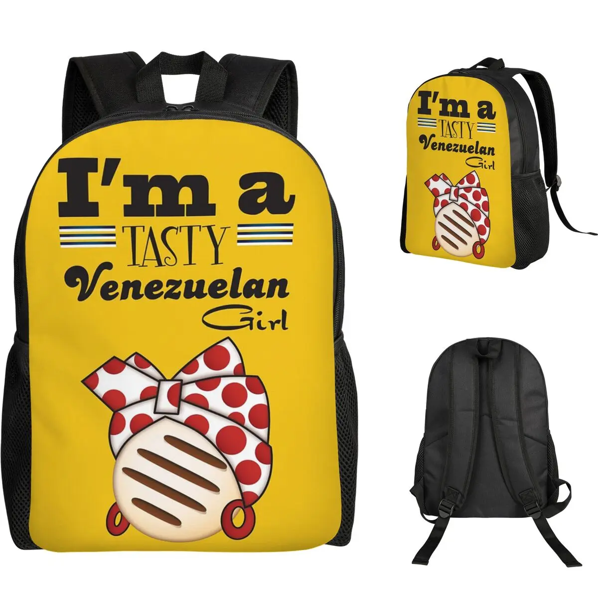 

Arepa Venezuela Im A Tasty Venezuelan Girl Student Backpack School Bag Hiking Travel Daypack Fashion Bookbag Shoulder Bags