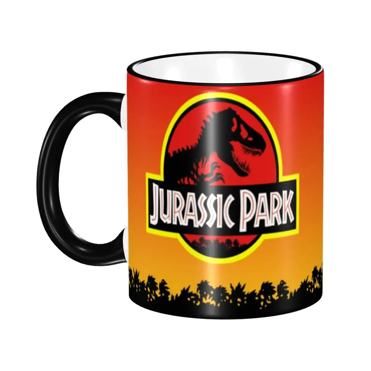 Tazas de Café Personalizadas con el Logotipo de Jurassic Park en Amarillo y Naranja, Tazas de Cerámica para Té y Leche con Diseño de Animales Antiguos