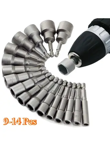 9-14pcs 5mm-13mm Hex Sockets Sleeve Nozzles Nut Driver Set Screwdriver Set Schroevendraaier Set Bits Sets Tools Socket Wrenches