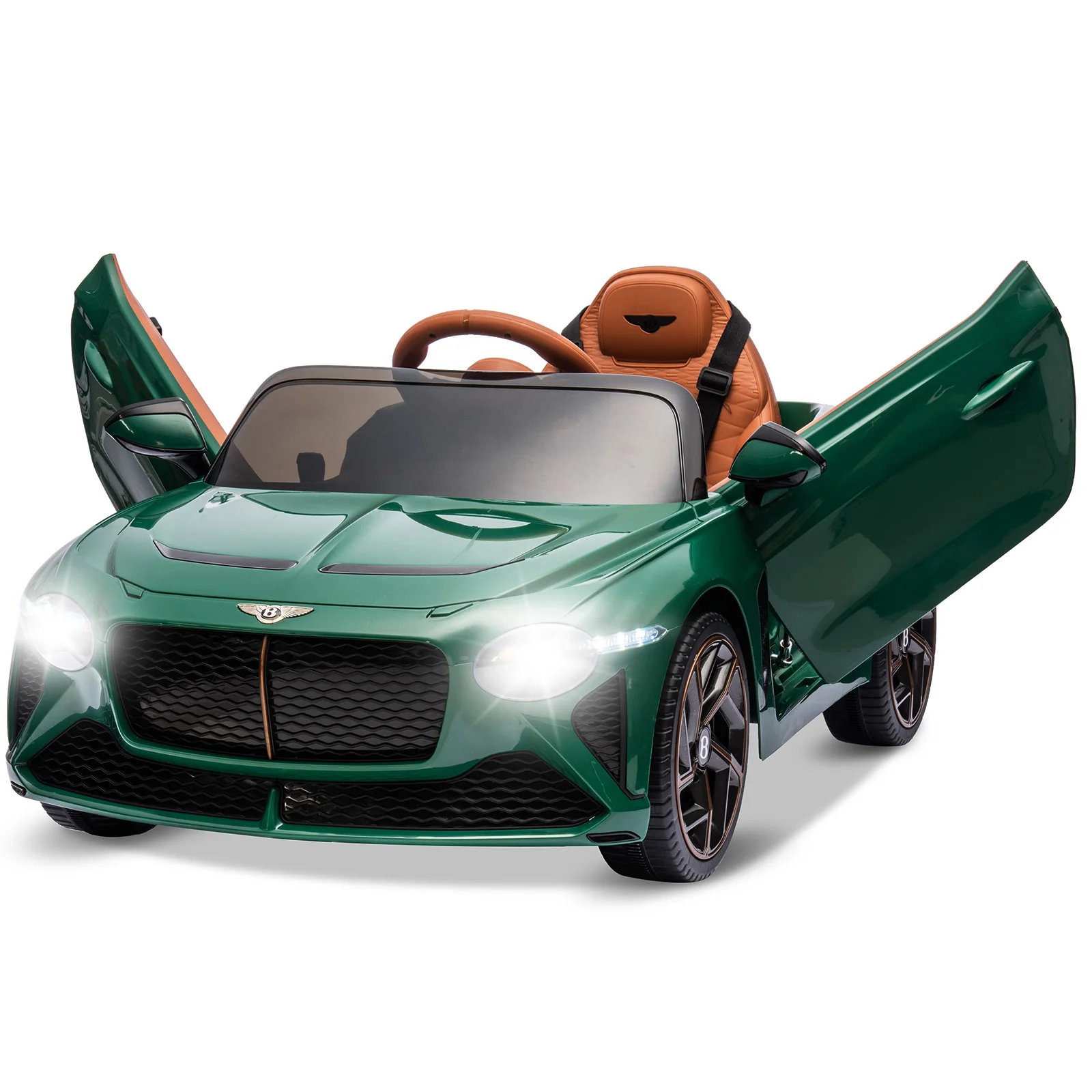 12V ride-on auto voor kinderen elektrische auto kinderen 3-8 jaar met kinderveiligheid, schaaldeur, ophanging, 3 snelheden, LED-verlichting, hoorn