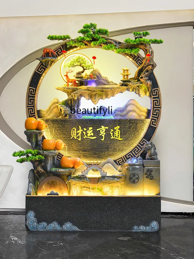 Water Curtain Wall Rockery Fountain Fortune Flowing Water Ornaments Living Room Balcony Fengshui Wheel Dining Room Gift