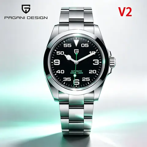 PAGANI DESIGN V2 Air King Luxury Brand Men Automatic Watch 40MM Stainless Steel Mechanical Watch Sapphire AR Coating 200m Waterproof Automatic Clock