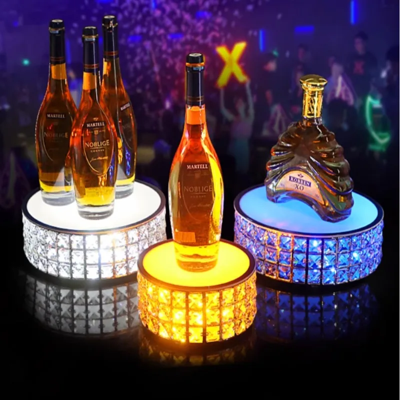 

Crystal Diamond Wrapped LED Illuminated Wine Bottle Display Stand Wine Champagne Bottle Glorifier Neon Sign Presenter Decor