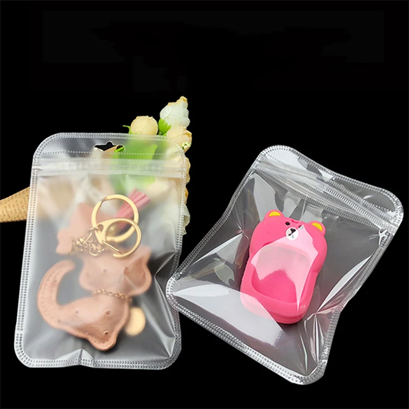 Ziplock Jewelry Bags with Holes, Laser, Clear, Mylar Plastic Bag for Cosmetic Pendant, Storage Pouches with Hole, 4x6 \