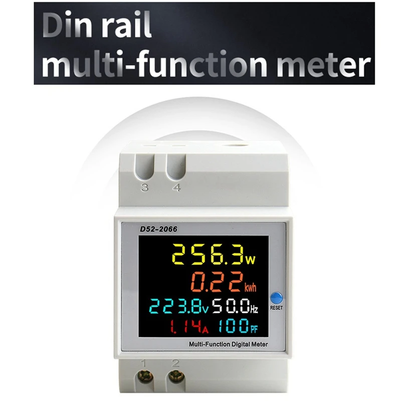 5X Din Rail AC Monitor 6IN1 40-300V 100A Voltage Current Power Factor Active KWH Electric Energy Frequency Meter