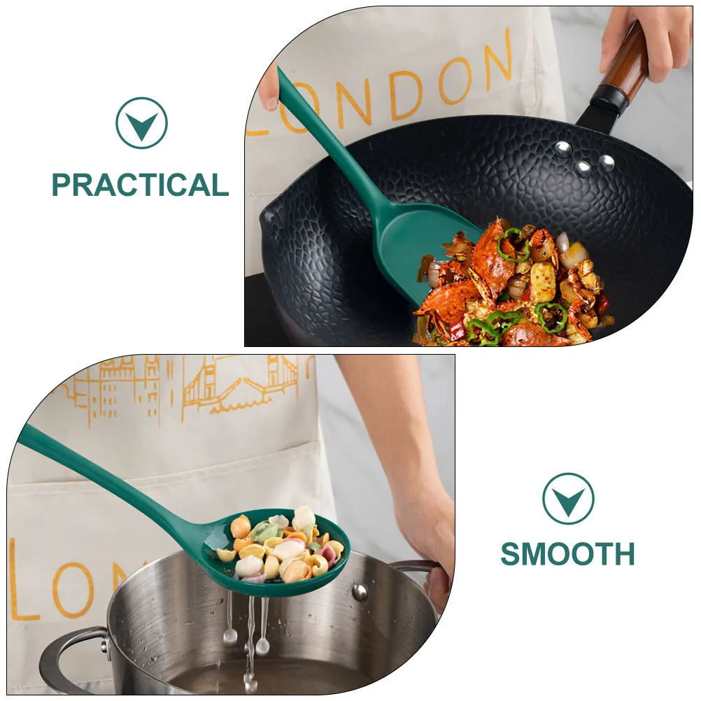 

1 set Cooking Spatula Slotted Spoon Set Green Color Ergonomic Handle Non Scratch Silicone Kitchen Gadgets Easy Clean