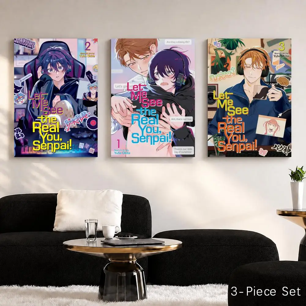 Let Me See Real Senpai Framed Wall Painting Canvas Poster Wall Art HD Print Home Decor Room Decoration Artwork Gift Wood Frame