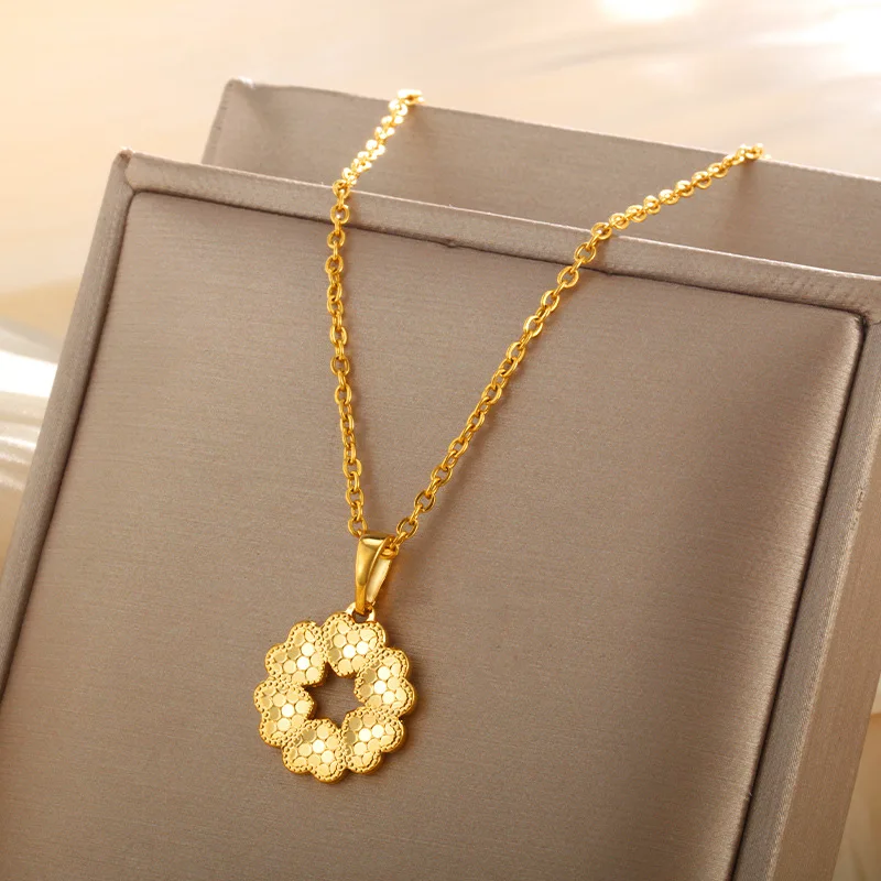 Cynlo Jewelry Luxury 24K 9999 Pure Gold real gold Women's Honeycomb Dragon Scale Square Gourd Love Pendant Necklace