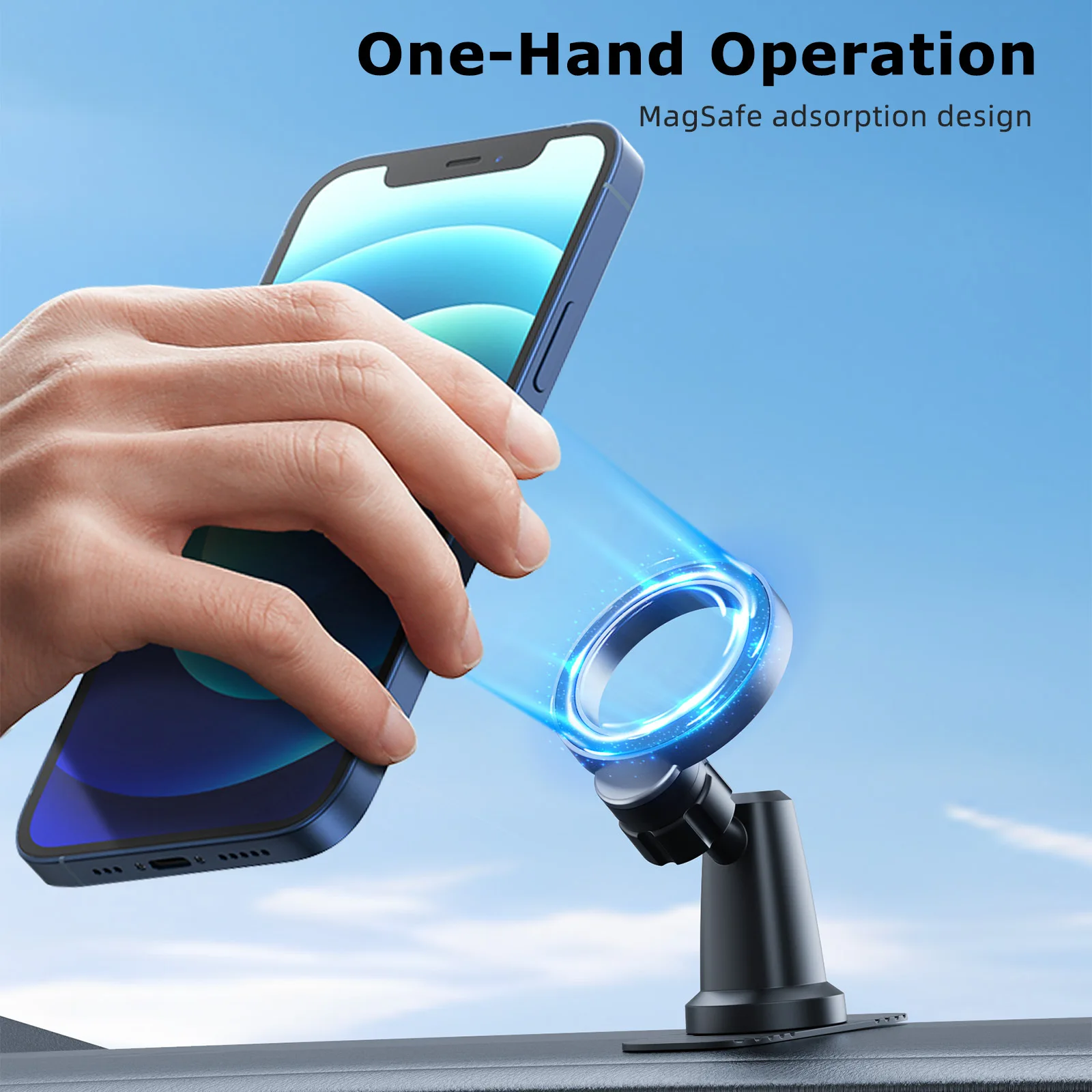 ที่วางโทรศัพท์ในรถยนต์สําหรับโทรศัพท์ 16 15 14 ปรับแดชบอร์ดรถ Mount ผู้ถือโทรศัพท์มือถือขาตั้งกาว