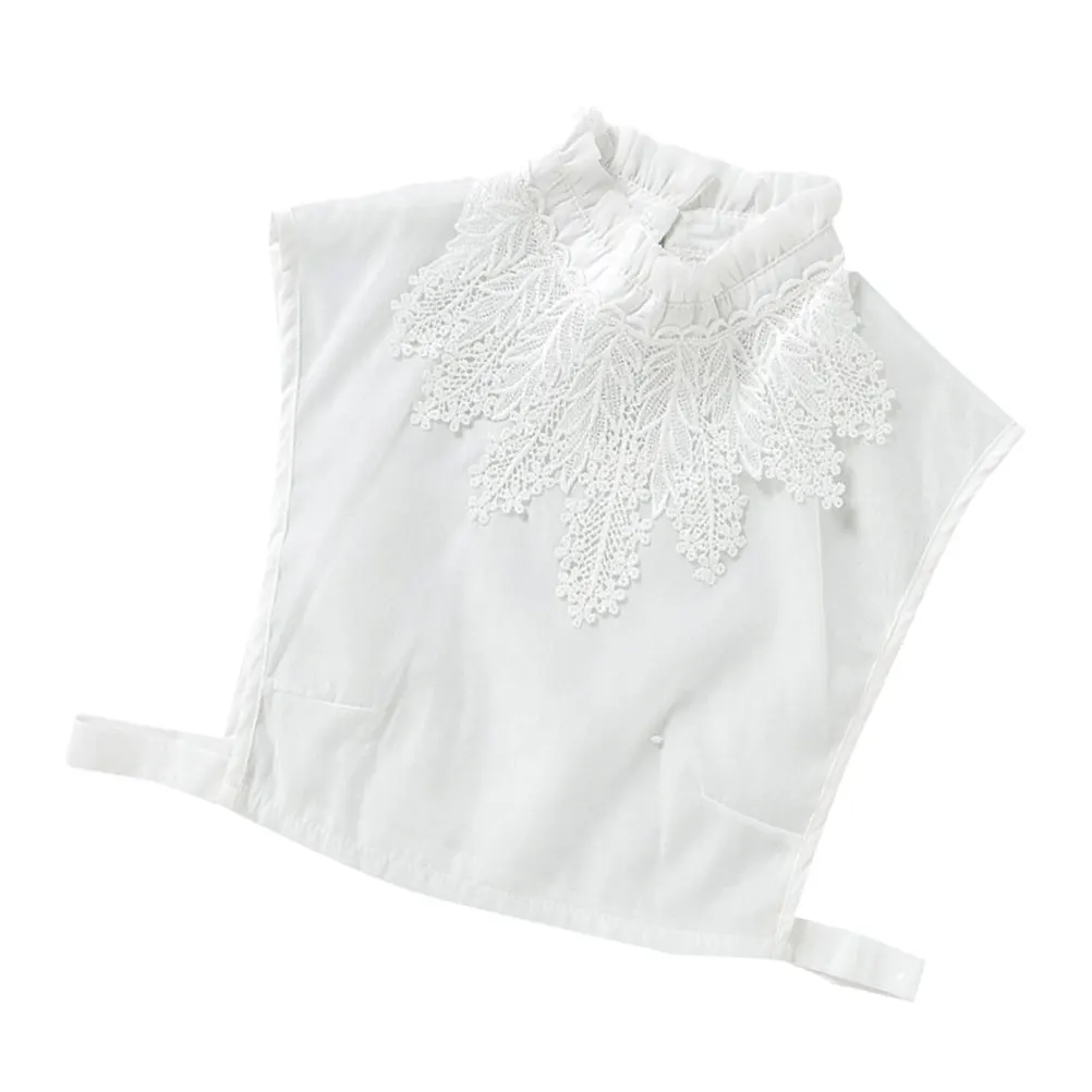 

Floral Decorative Fake Collar Detachable Women Lady Blouse Neckline Lace White Shirt Half Costume Elegant Pin Accessory