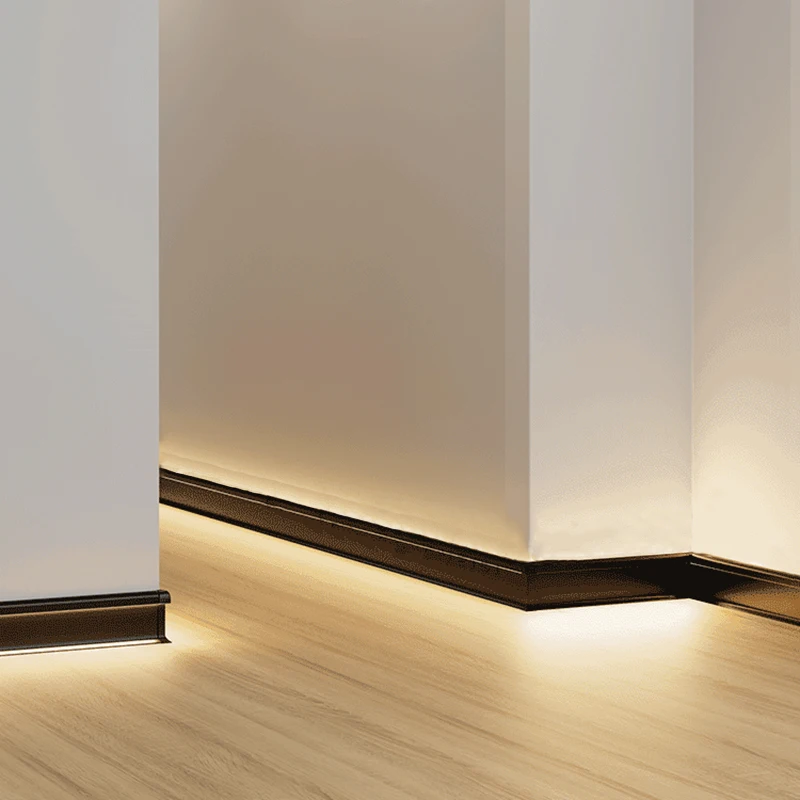 Imagem -06 - Superfície Montada Rodapé Base Led Aluminum Profile Backlight Floor Baseboard Light Living Room Wall Corner Iluminação Linear