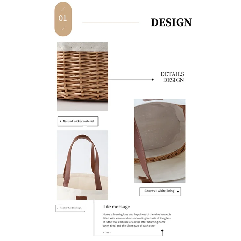 

Корзина для пикника, большая сумка для пикника, прочная тканая основа и холщовая пляжная сумка-ABGL