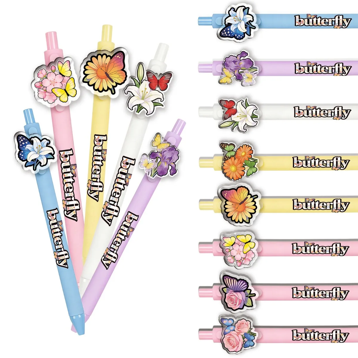 8PCS/16PCS Floral Butterfly Ballpoint Pens Click Pens Student Writing Pens Office Stationery Supplies
