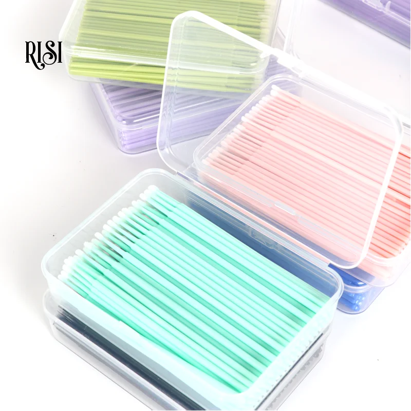 RISI New Micro Swabs Eyelash Disposable Eyelash Brushes Swab Microbrushes Eyelash Extension Tools Lash Applicators