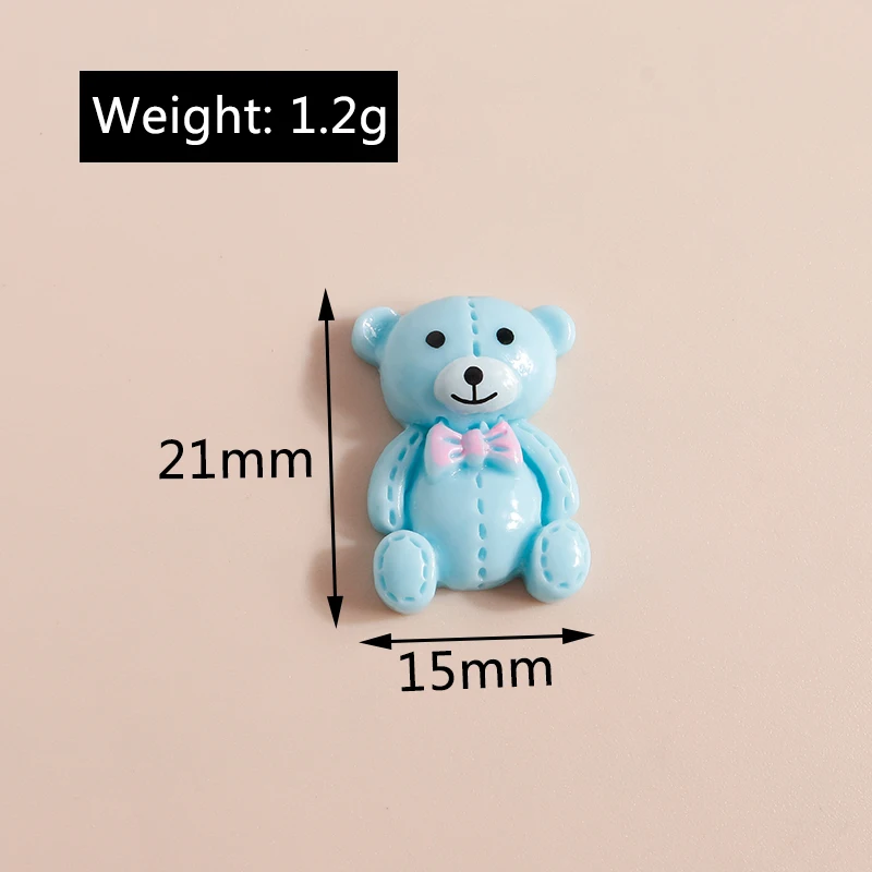 10pcs 21*15mm Candy Color Cute Resin Bear Flatback Cabochon Kawaii Resin Flatback Embellishments Accessories for Diy Jewelry