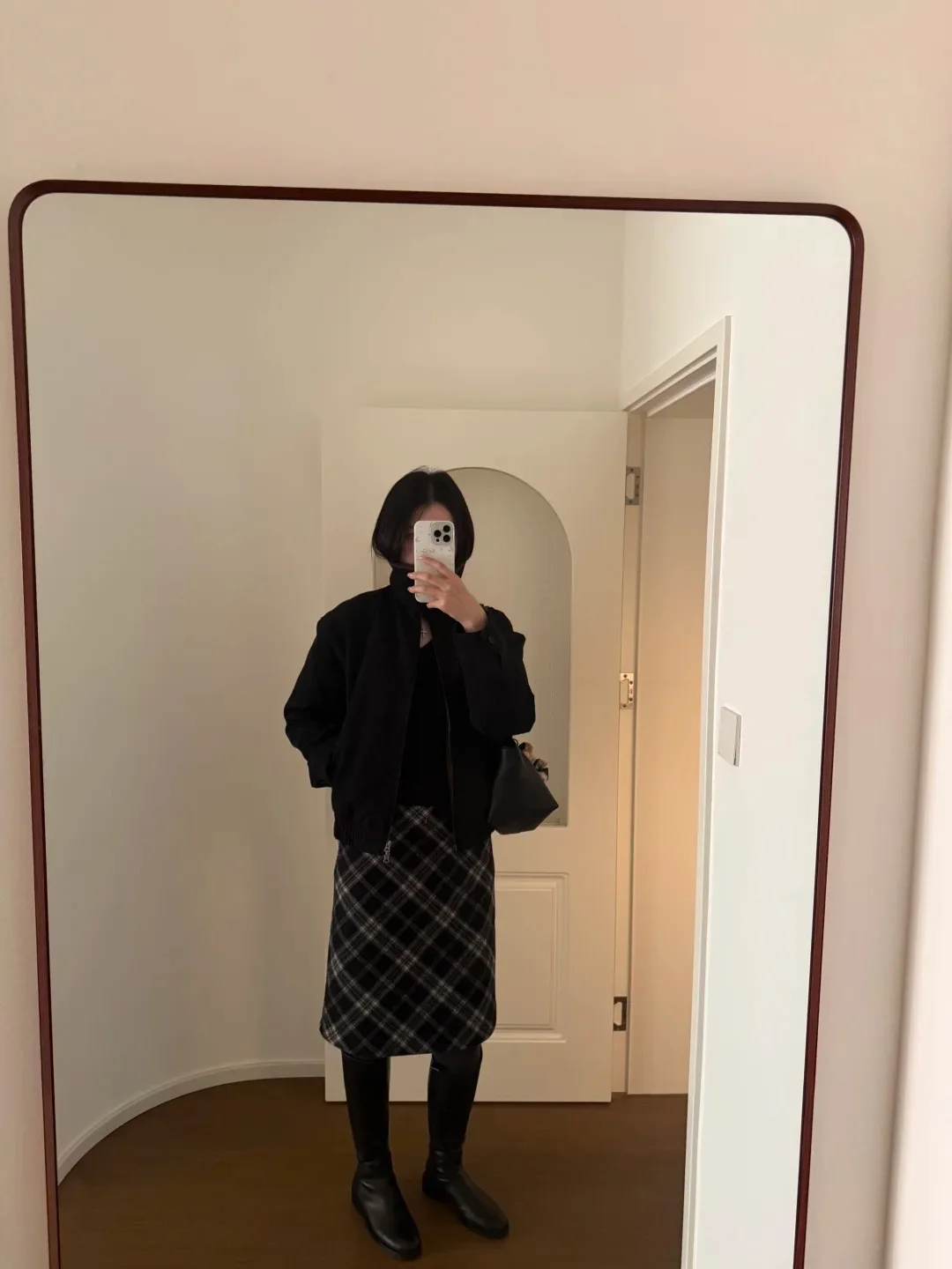 

Классическая ретро-юбка миди в клетку из смешанного волокна, трапециевидный силуэт, шерстяные повседневные юбки со средней талией для женщин