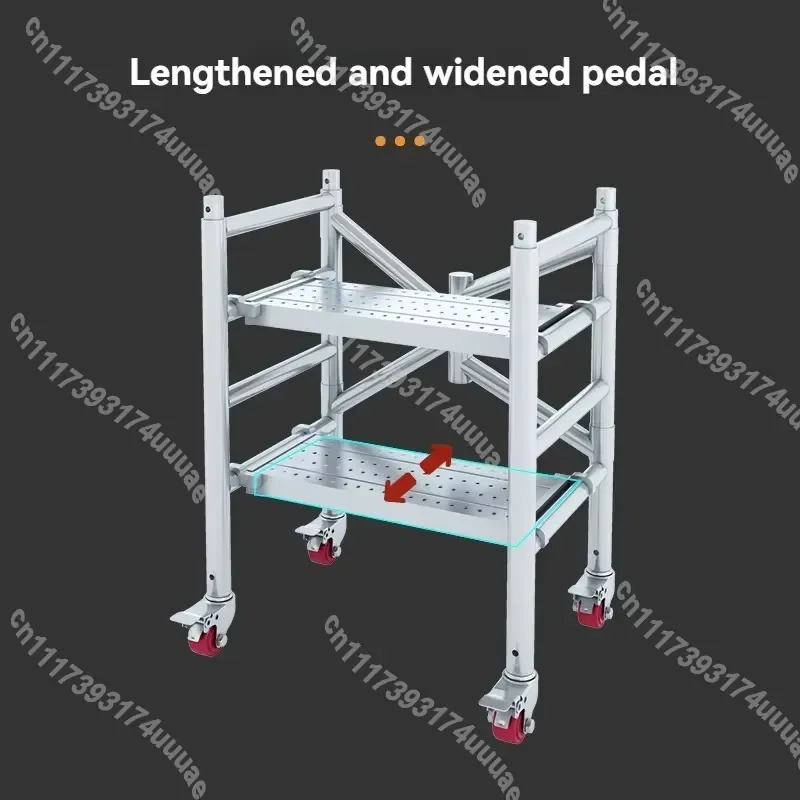 Heavy Duty Folding Scaffold Platform Mobile Work Stand with Wheels Thickened Steel Pipe Portable Construction Lifting Stool