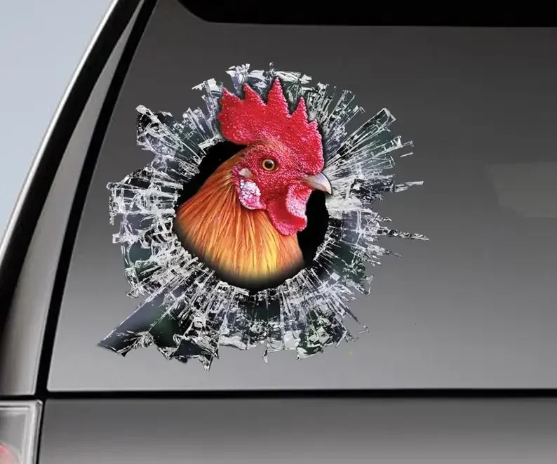 

Red Rooster window sticker, car sticker, Rooster car decal, funny sticker