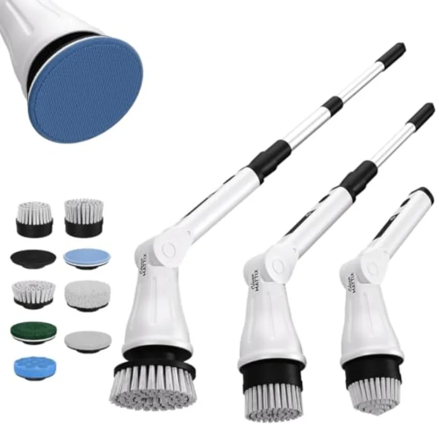 

Многофункциональная электрическая щетка для чистки 8-в-1, беспроводная, водонепроницаемая, с выдвижной ручкой, 3 скорости, регулируемая ручка, 8 насадок-щеток
