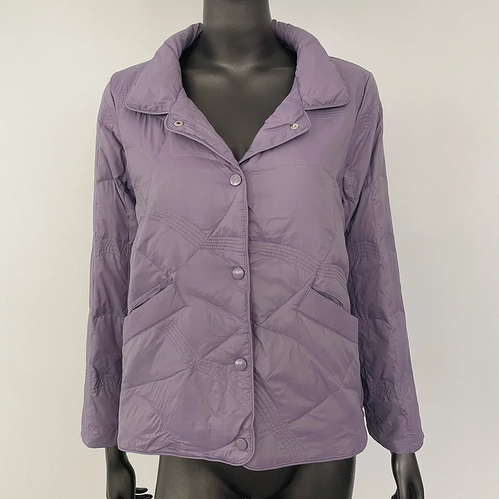 

2025 осенне-зимнее пальто, теплый пуховик, женская короткая куртка с воротником-стойкой, 90% белый утиный пух, свободный повседневный универсальный пуховик