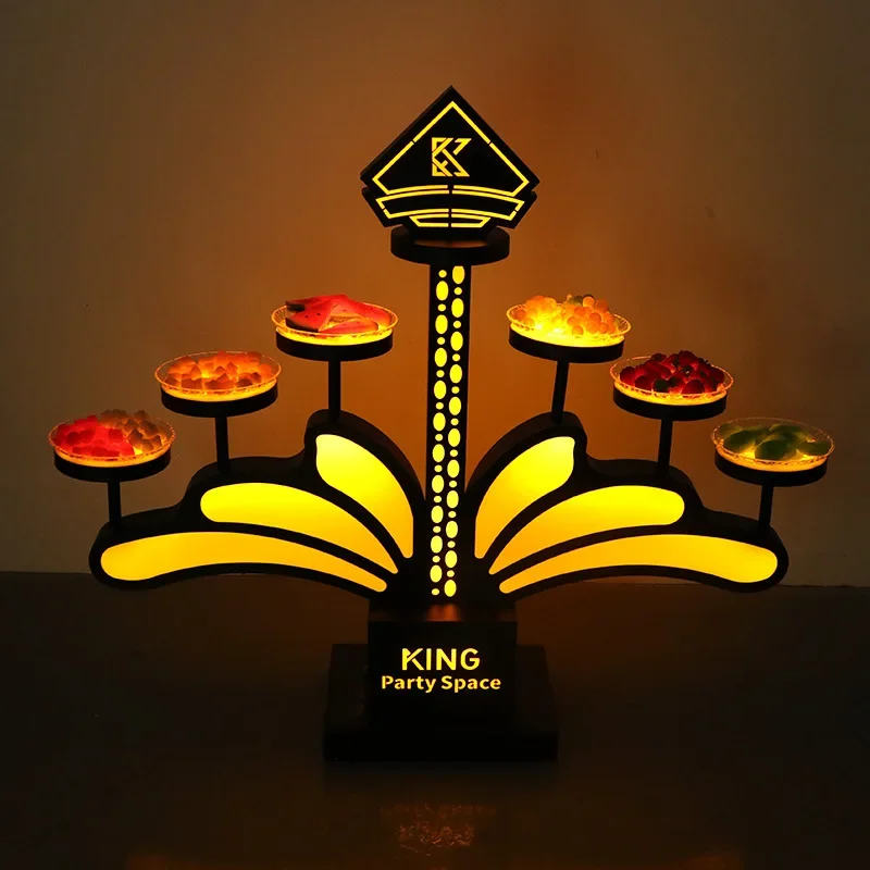 Bar lotus model luminous fruit plate blooming rich fruit plate rack led creative multi-layer party club special fruit plate