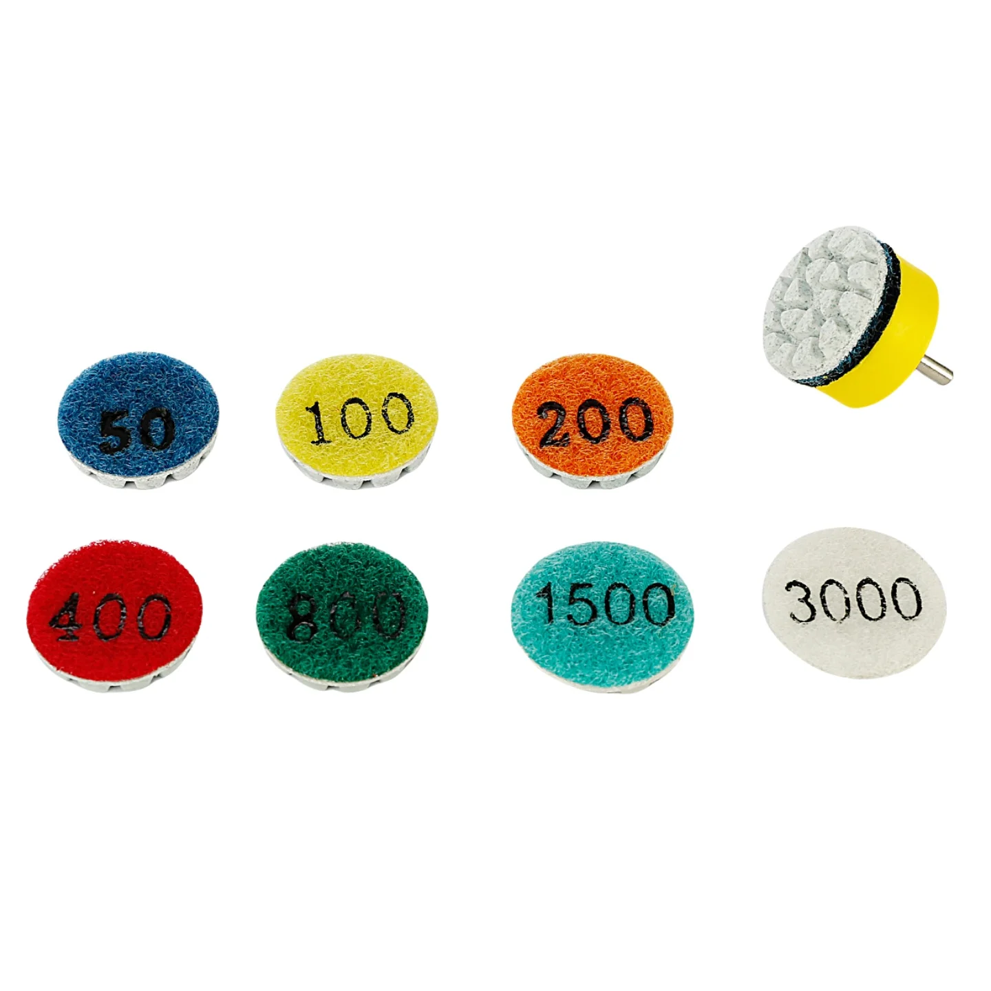 7 Stück 1 Zoll 25mm Mini-Polierpads Marmor Granit Jade Schleifscheibe Flexible Schleif- und Polierscheibe mit Unterlage – Detail 12