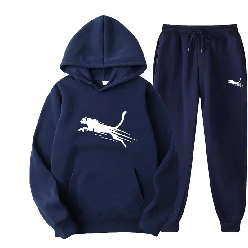 Men's Hoodie Set, Autumn and Winter Fashionable Sweatpants Set, Two-piece Set, Hooded Sweatshirt, Outdoor Fashionable and Comfor