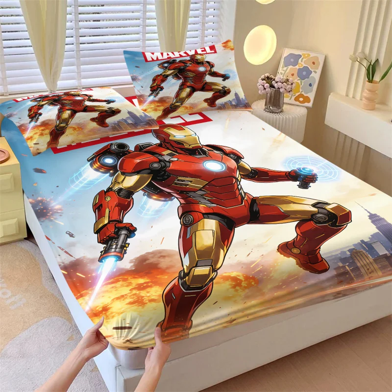 

Комплект постельного белья Marvel Iron Man с изображением боевой сцены и наволочками — декор для комнаты мальчиков-фанатов Marvel, для общежития — наматрасник с глубокими карманами