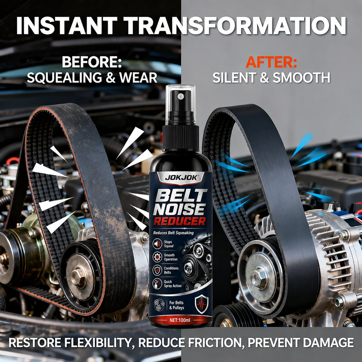 Engine Belt Lubricant Anti Squeak Quieting Spray Deep Penetrating Friction Reducer For Car Pulley Belt Maintenance 100ml