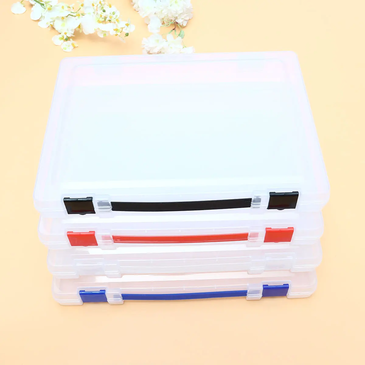 Professional Document Storage Box Transparent Lid Stackable File Case Paperwork Holder Office Supplies Stationery Organizer