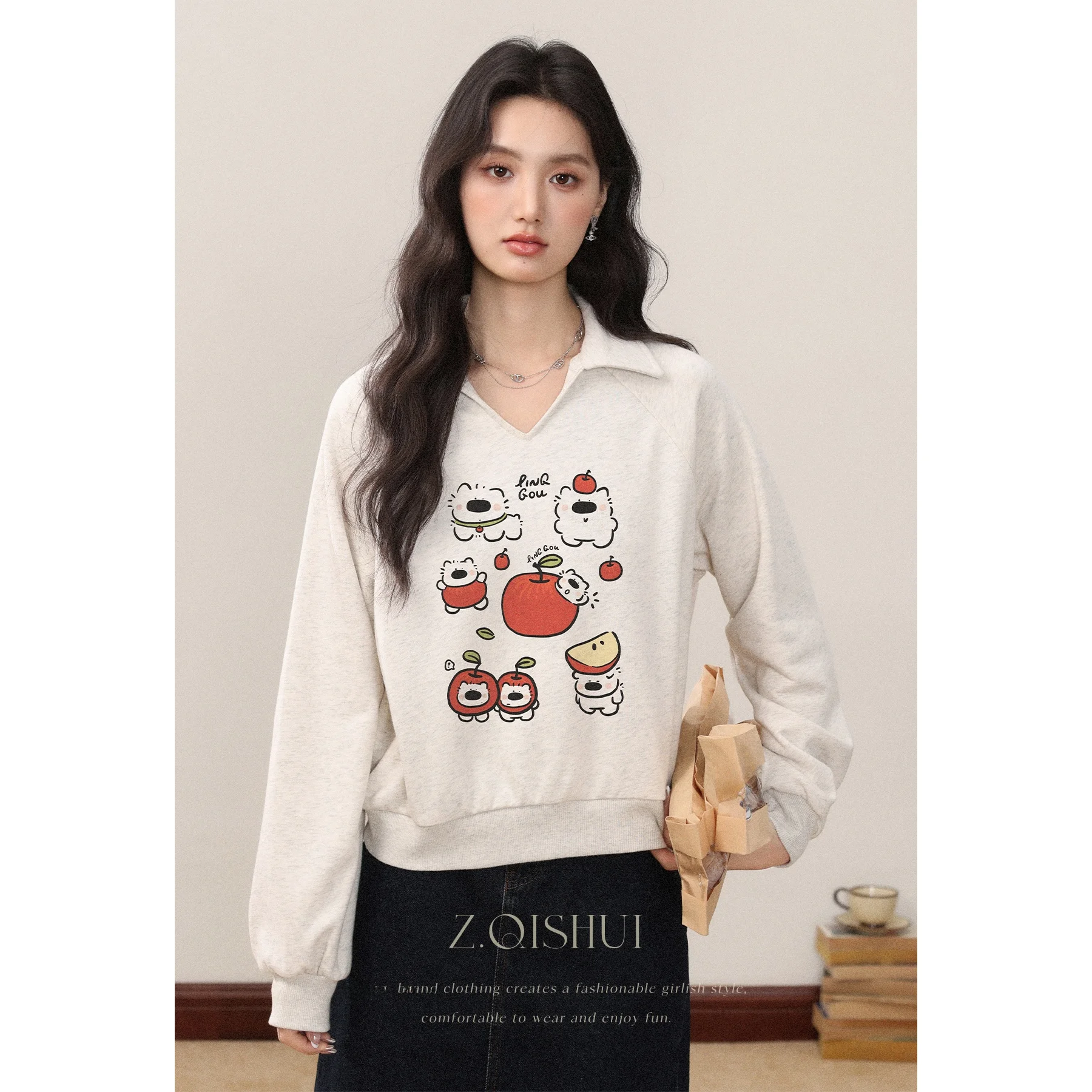 

Женская свободная толстовка-свитшот в корейском стиле, осенняя коллекция 2025, модная, в университетском стиле, цвет имбирного напитка