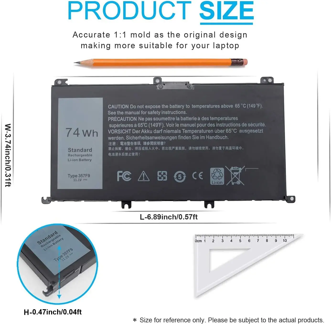 357F9 11.4v 74WH dellのinspiron 15 7559 7000 7557 7567 7566 5576 5577 P57F P65F INS15PD-1548Bバッテリー357F9