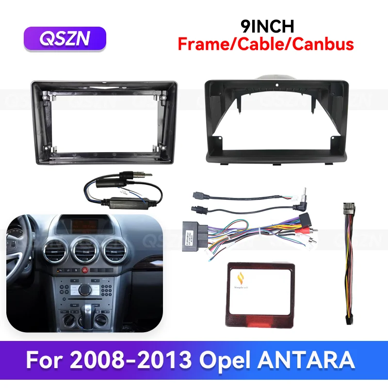 qszn-canbusボックス（2008-2013年式オペル・アンタラ用）9インチandroidカーラジオフェイスパネルステレオフレームgps-mp4マルチメディア配線ハーネス