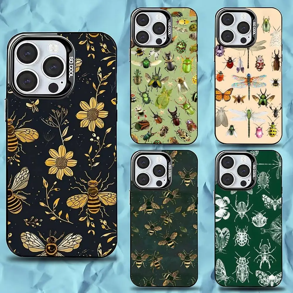

Biology Art Bugs And Insects Phone Case For iPhone 16,15,14,13,12,11,Pro,Max,Plus,Mini,XS,SE Anti Fall Black Matte Hard Bumper