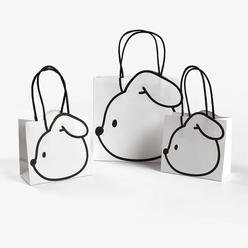 

4pcs Simple Paper Bag 3D Rabbit Gift Bag Children's Birthday Gift Cute Animal Tote Bag