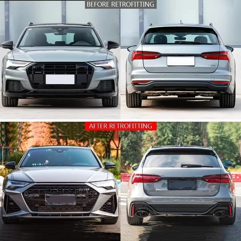 2021 A6 RS6 Style Body Kit Bolt-On Front Rear Bumper With Fog Light Retrofit Exterior PartsCar Parts Body Kit