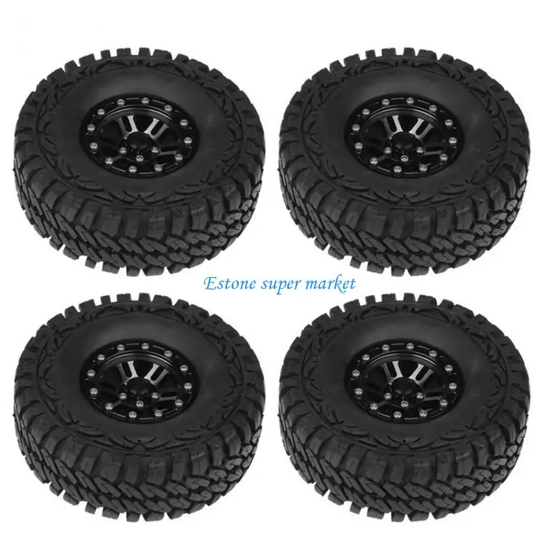 

090B 110mm RC Crawler Beadlock Wheel Hubs Rubber Wheel Tyre for w/ 6 Spokes for 1/10 Scale Axial SCX10 RC Model Upgrade