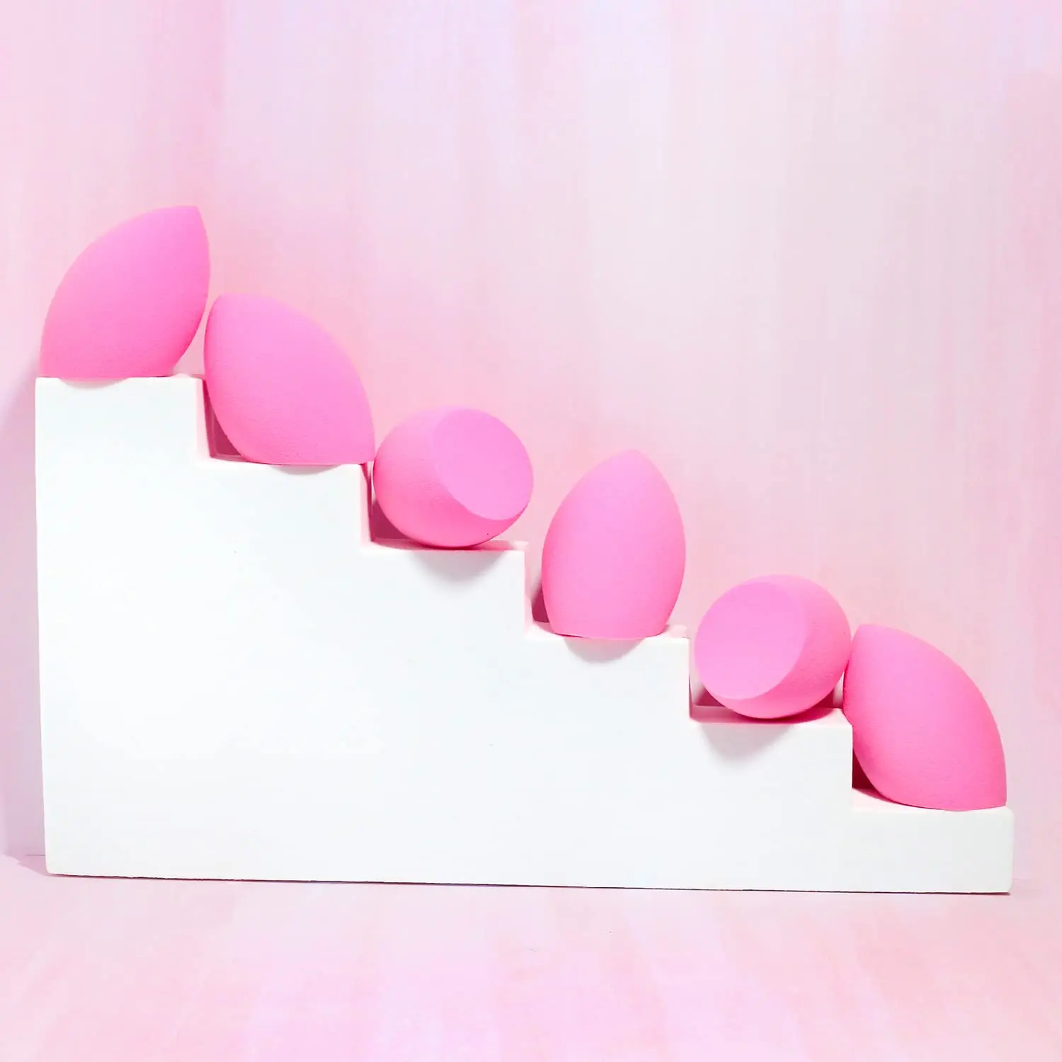 6-Piece Makeup Sponge Set, Makeup Blender, Latex-Free, HD Ultra Soft, Beauty Cosmetics Angled Shape (Pink)