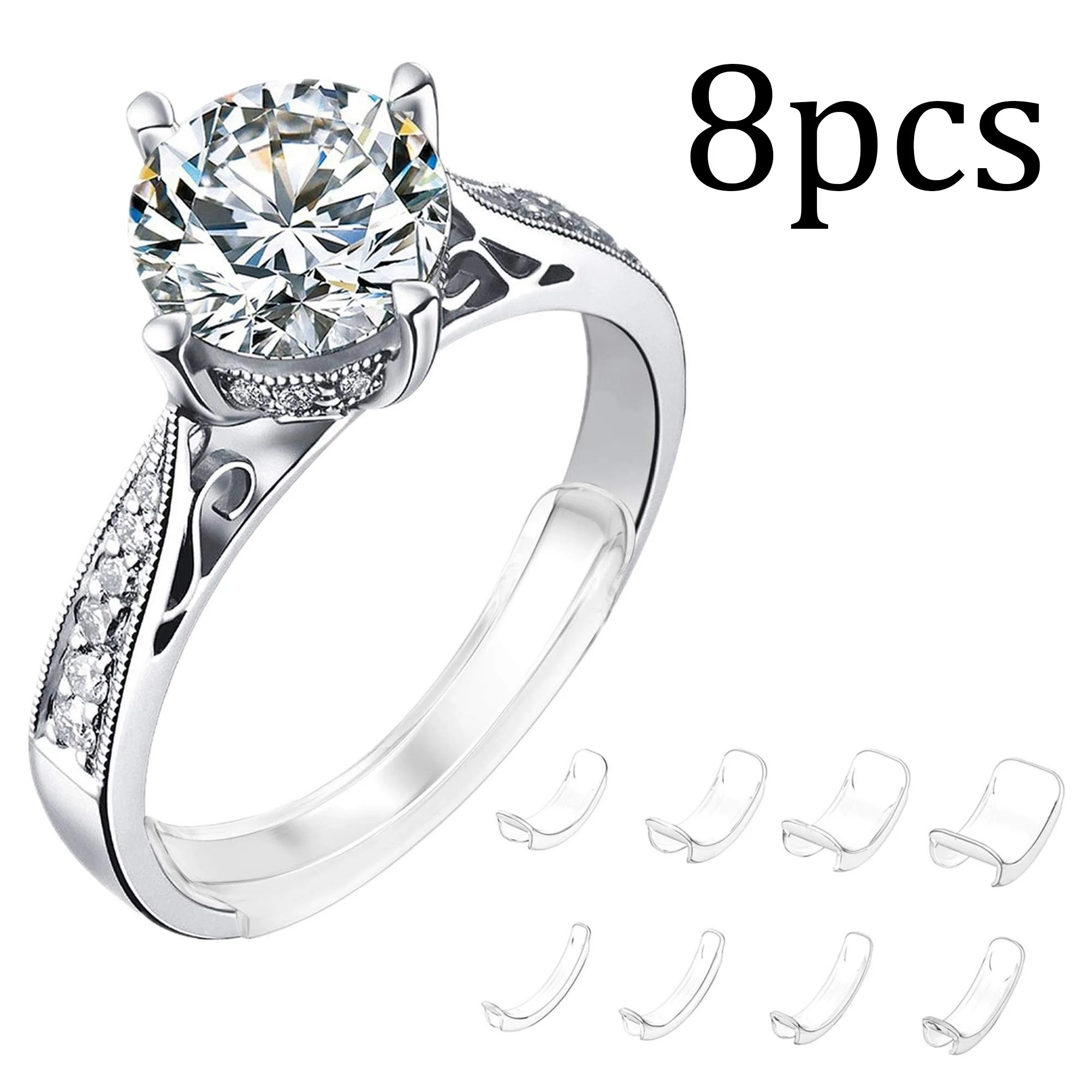 

8-Piece Transparent Ring Size Adjuster Set - Spacer Adjustment Device, Innovative Design - Jewelry Tools