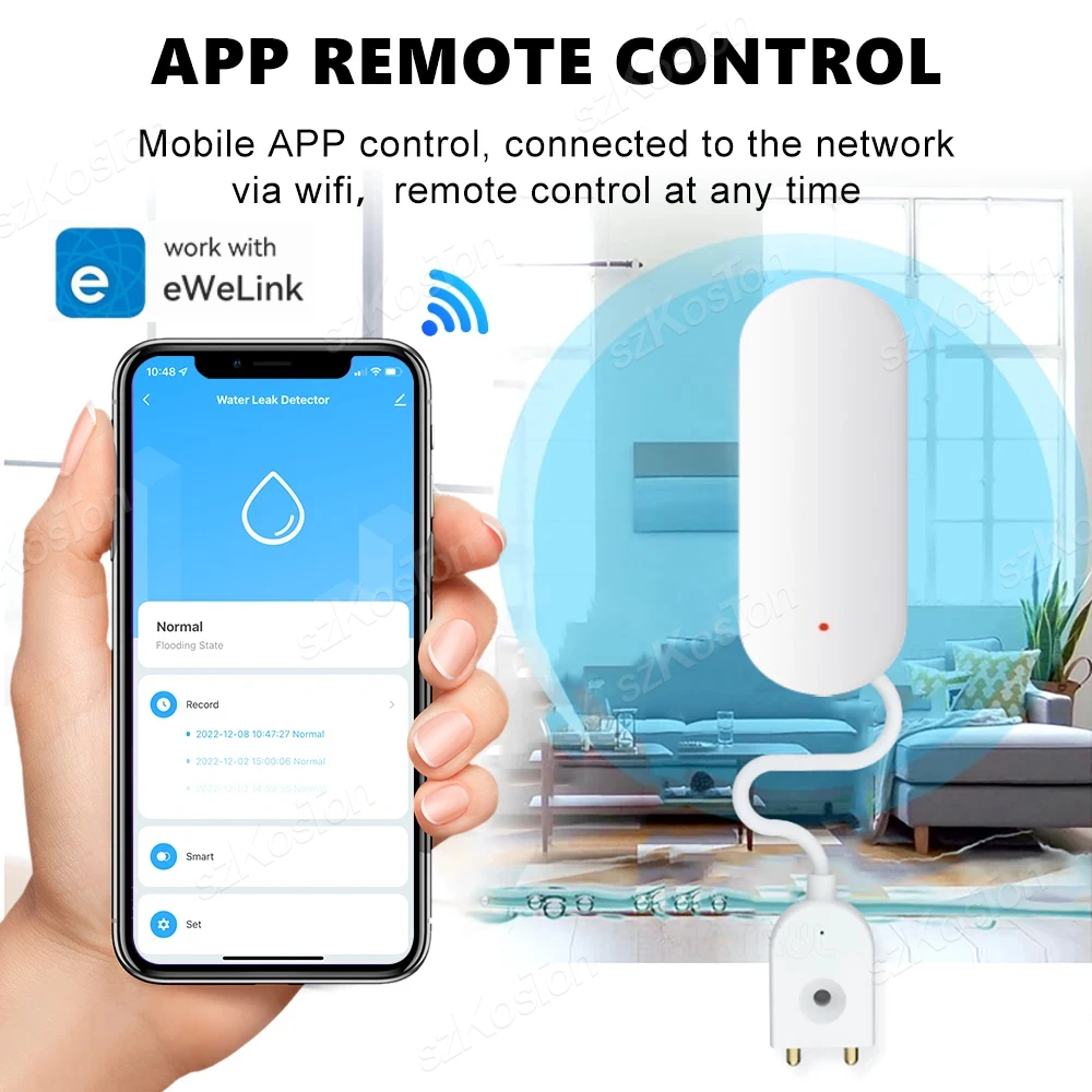 eWeLink APP Zigbee Water Leak Sensor Smart Home System Flood Alarm Water Level Overflow Detector Need Zigbee Gateway