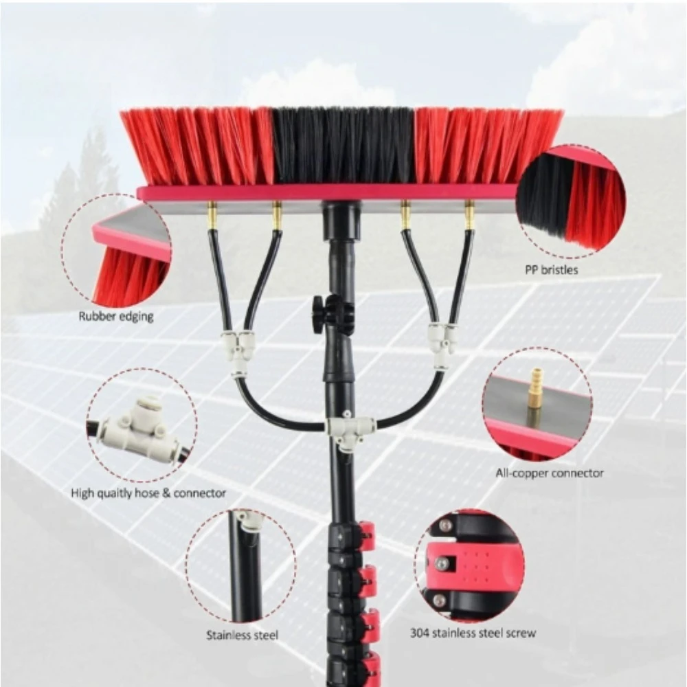 Telescopic Rod Car Wash Water Brush, with Wiper Lengthened, Can Spray Water To Clean High Window Glass