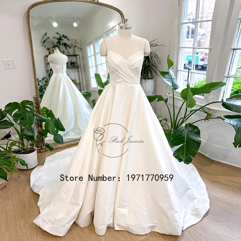 

Ivory Simple Spaghetti Straps Wedding Dresses For Women 2023 New Summer Classic A Line Sexy Backless With Satin Robe De Mariée