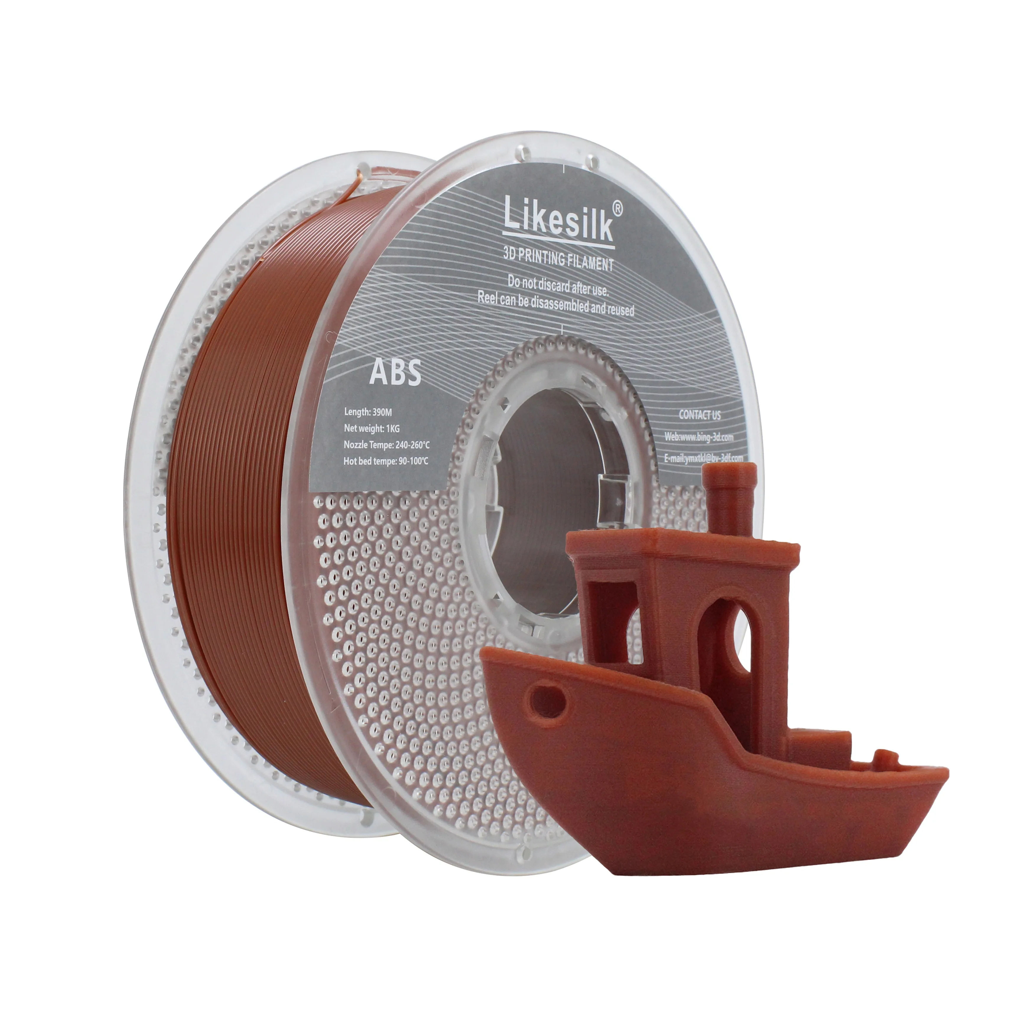 

Likesilk ABS 3D Printer Filament ABS 3D Printing Filament 1.75mm Dimensional Accuracy +/- 0.02 mm, ABS 1KG brown