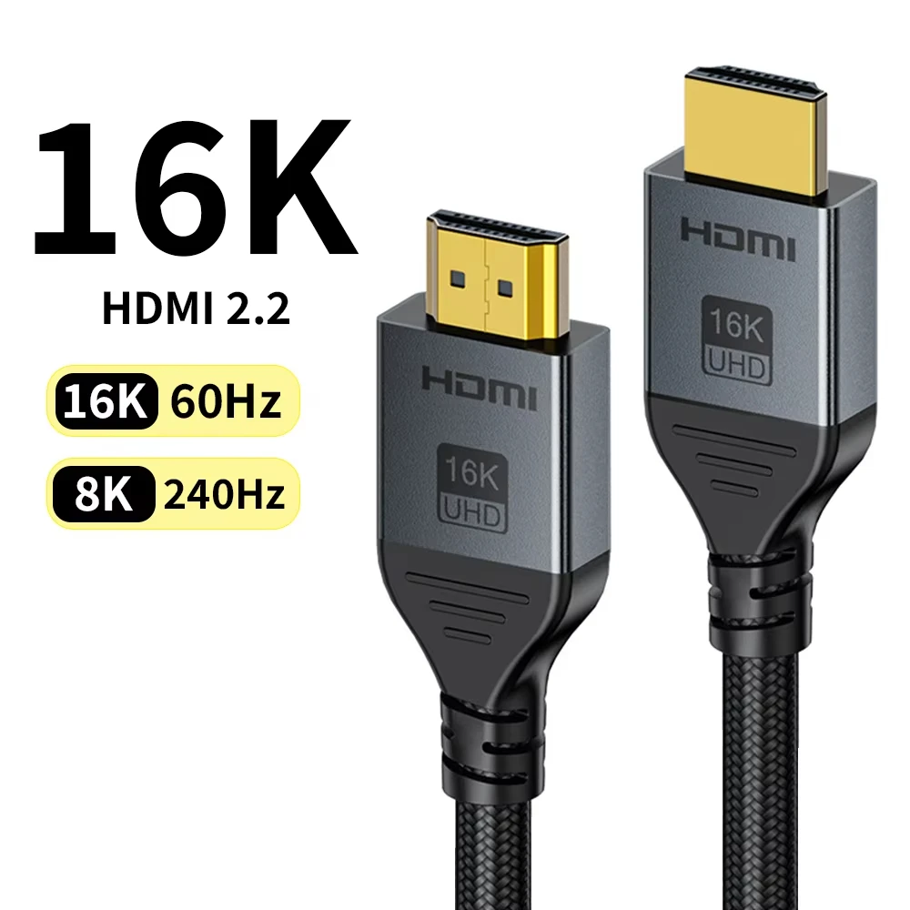 HDMI Cable 16K@60Hz 8K@240Hz Supports 4K@240Hz 96Gbps High Speed For PS5 Gaming Console Monitor Support HDR eARC Braided HD 2.2