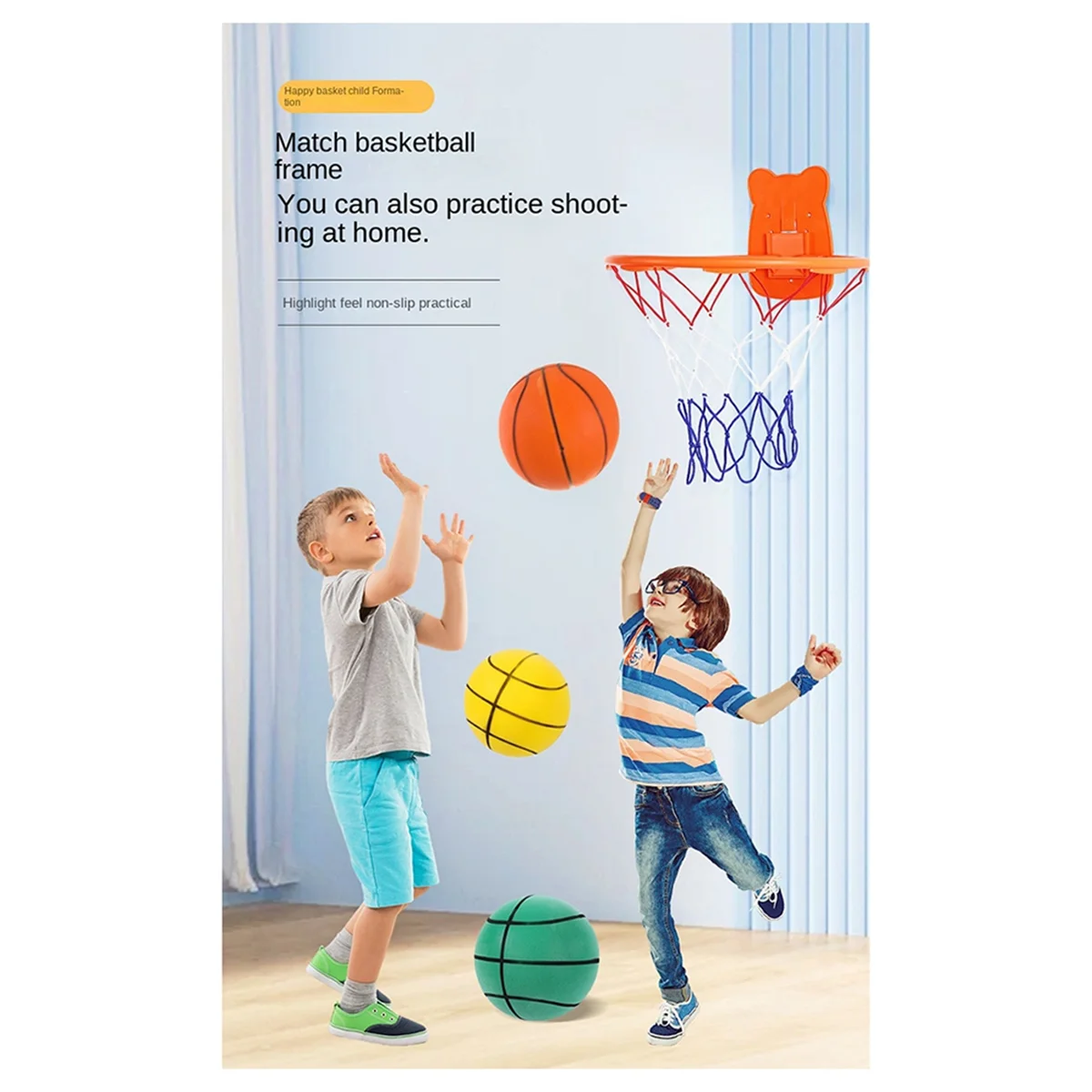 A72Z Indoor Silent Balls, Children'S Silent Pat Balls, Silent Balls [Suitable for 5-10 Years Old] with Net Bag Yellow