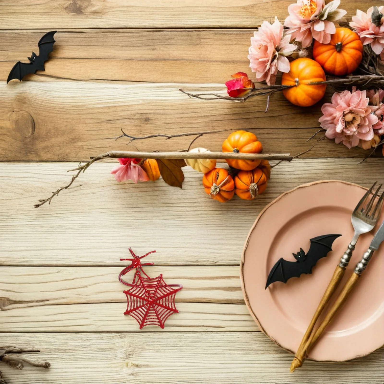 

6 Pcs Napkin Ring Metal Serviette Buckle Holders Halloween Table Setting Spider Rings Dining